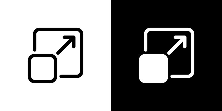 Diagonal Resize Tool icon concept with flat Black White Background. Vector illustration.