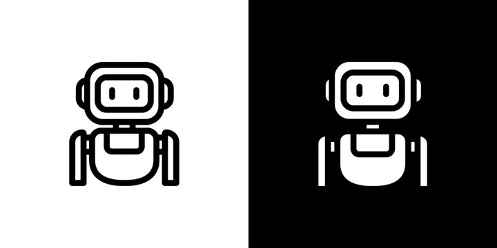 Robot Assistant Head icon concept with flat Black White Background. Vector illustration.