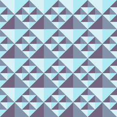 Fototapeta premium Seamless repeating geometric pattern with blue and brown background featuring squares, triangles, and pyramids. Vector illustration.