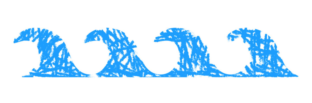 Wave charcoal vector. Wave crayon drawing vector