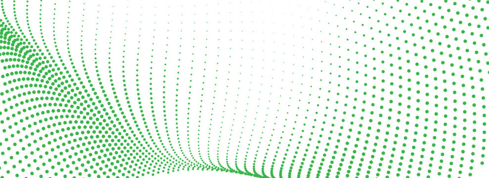 Abstract background with a flowing wave of green dots