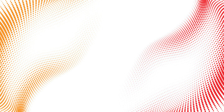 Abstract background with a flowing wave of dots in orange and red gradient
