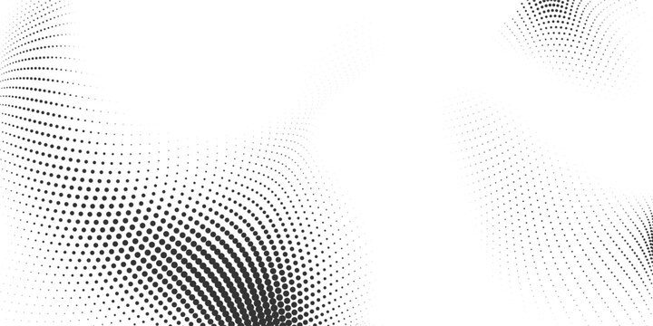 Abstract halftone background with wavy dotted lines, dynamic flow pattern, modern graphic design element