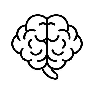 Illustration vectorielle minimaliste d&rsquo;un cerveau en contour noir. Style &eacute;pur&eacute; et moderne, id&eacute;al pour th&eacute;matiques intellectuelles, cognition, sant&eacute; mentale et design graphique
