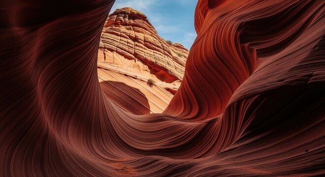 Stunning Desert Canyon with Smooth Rock Formations and Natural Light