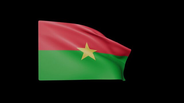 Burkina Faso flag waving on black background, official national symbol animation