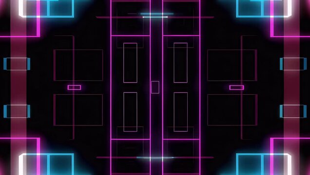 Dynamic looping neon rectangles moving with wave like motion perfect for high energy vj loops music videos and modern technology themed visual projects