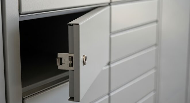 Modern metallic mailbox system with one open compartment