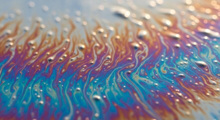 Fototapeta premium Colorful oil on water surface creating abstract pattern