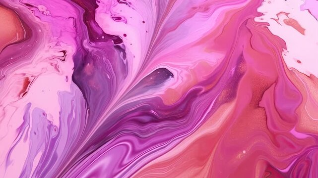 This captivating abstract fluid art showcases stunning pink and purple swirling patterns in a mesmerizing way