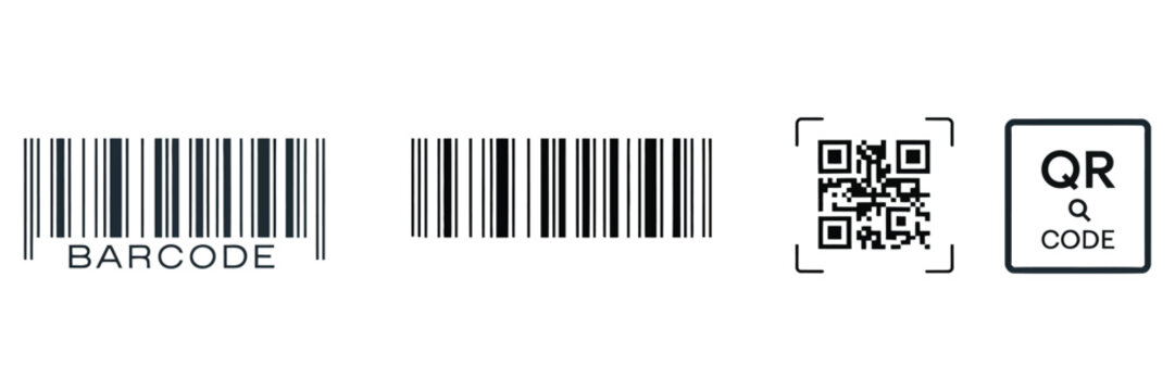 QR Code with Text Scan Me Icon and Barcode Icon Collections Dummy Barcodes and QR Code Label Collection Digital Bar Code Vector Illustration Design Concept