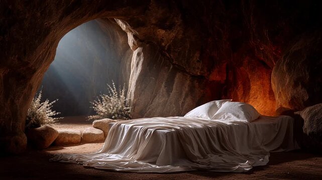 Easter concept, cave of Jesus Christ