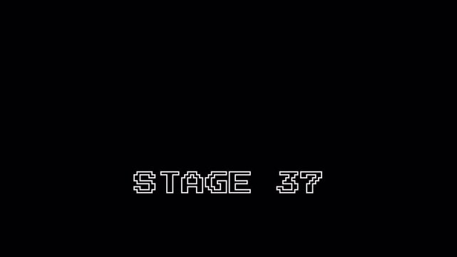 8-Bit Pixel Retro Gaming Stage Text Animation Loop with Alpha Channel, 4K Pixel Art Arcade Style Message Flicker and Zoom Effect for Video Game Transitions and Openers 4k video animation seamless loop