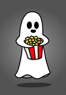 Popcorn Ghost Ready to Watch Scary Movies