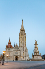 Obraz premium the Matthias Church in Budapest at blue hour Hungary Europe