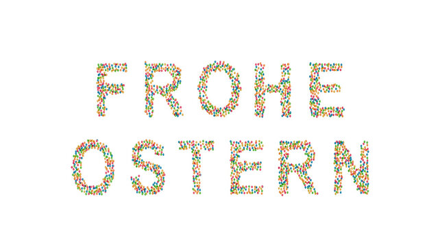 Frohe Ostern text made of colorful sprinkles, German HFrohe Ostern text made of colorful sprinkles, German Happy Easter greappy Easter greeting typography on transparent background for holiday design.