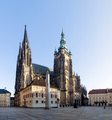 Fototapeta premium historic St. Vitus Cathedral in Prague, located within the walls of Prague Castle, Czech Rebublic.