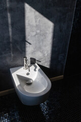 Fototapeta premium bidet in a modern dark bathroom