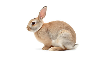 Obraz premium The image features a domestic rabbit shown against a plain white background