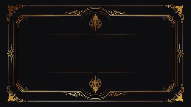 Luxury golden ornamental frame on dark background with vintage baroque style decoration, elegant border template for invitation, certificate, luxury branding, and classic design projects.