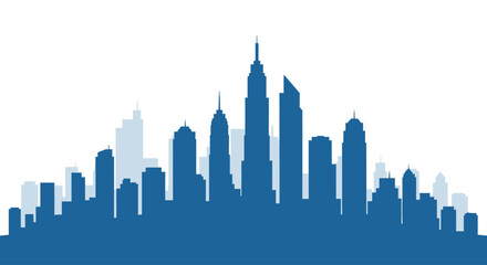Obraz premium Abstract blue city skyline silhouette on white background