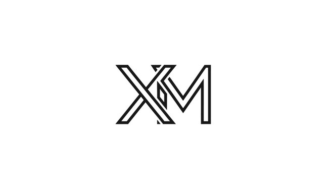 Abstract XM letters monogram logo design outline style