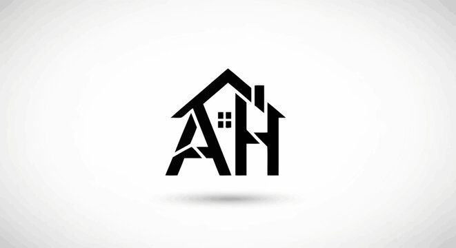 AH lettermark house logo design on white background