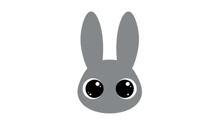 Fototapeta premium Cute grey bunny rabbit head illustration with big eyes