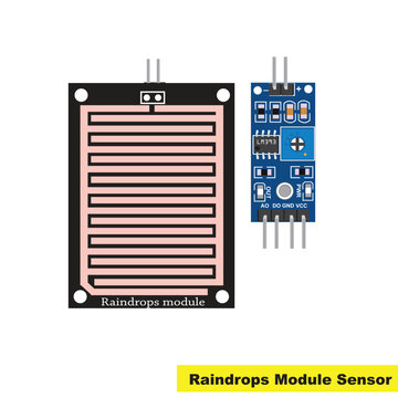 Raindrops Module Sensor and Driver Board with LM393 IC for Arduino, Esp32, Raspberry Pi Project, arduino sensor, IOT Sensor, 