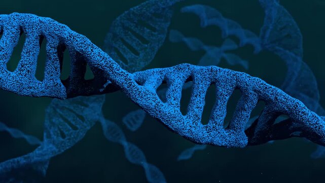Glowing blue DNA double helix loop background