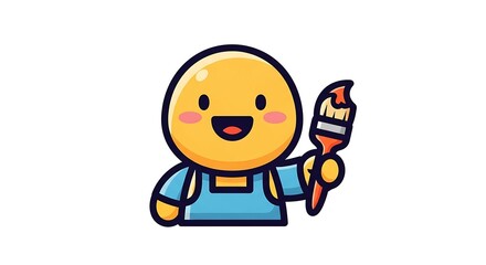 Naklejka premium happy funny easter egg cartoon boy with cute smiling face illustration