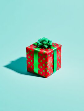 Small wrapped Christmas gift with red and green stripes, suggesting a festive celebration. Perfect as a stocking stuffer or holiday gift.