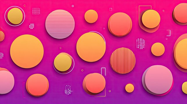 Vibrant geometric background features layered circles with gradient colors against a bright backdrop
