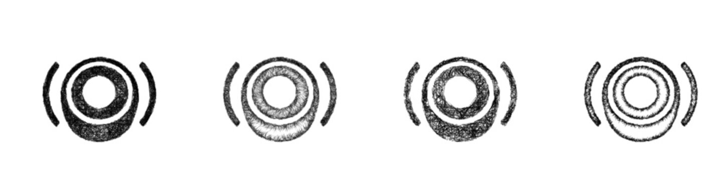 Sketch panic button icon design set