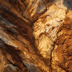 Fototapeta premium Pulverized terracotta clay desert plateau with sun-warped geometric veins, abstract texture photography, overhead close-up