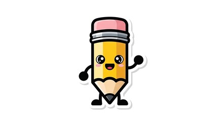 Fototapeta premium cute cartoon pencil character with eraser icon design