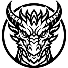Fototapeta premium Minimalistic dragon head logo emblem vector