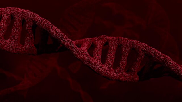 Glowing red DNA double helix loop background