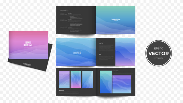 A colorful, modern portfolio layout showcasing design skills and experience.