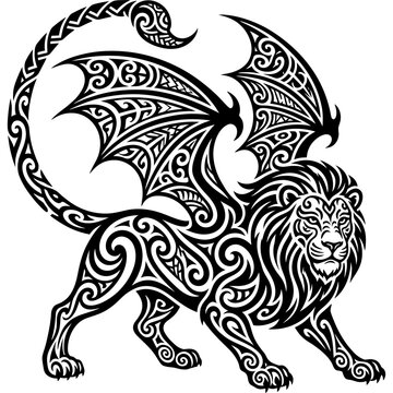 Tribal tattoo style manticore