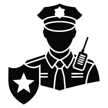 Security guard icon glyph style vector illustration ideal for protection services, safety concept branding, and surveillance themes