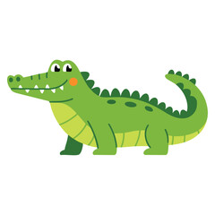 Fototapeta premium Simple childish style cute vector illustration of crocodile on white background safari animals concept great for nursery posters classroom decor and kids designs