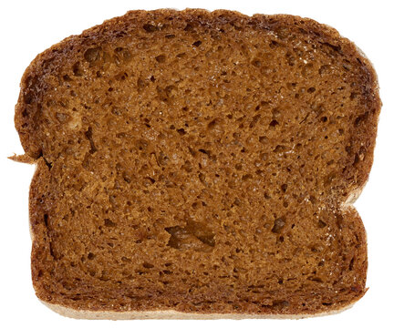 Piece of rye bread on a white isolated background, close up