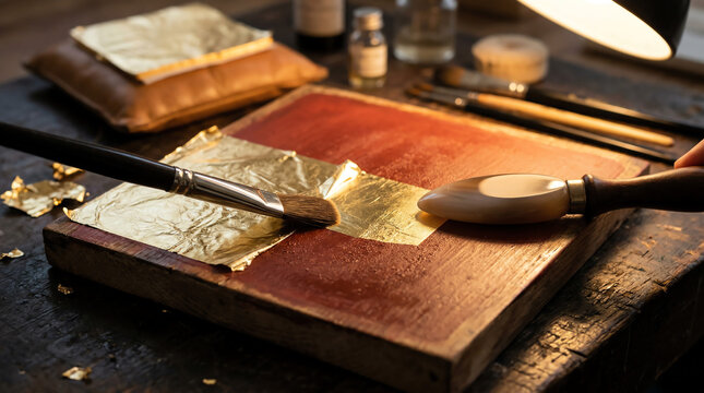 Applying Gold Leaf to Gesso Panel for Gilded Background