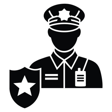 Vector illustration security guard icon in glyph style perfect for security company branding and protective service design