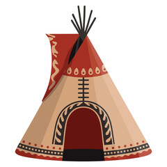 Vintage illustration teepee native america vector isolated symbol ideal for traditional dwelling history culture heritage and tribal design concepts © Nass Studio