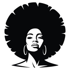 Woman afro hair modern minimalism logo vector illustration template design for beauty brand fashion salon or personal identity concept
