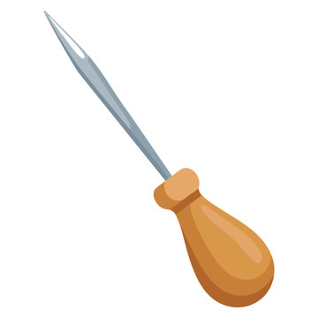 Wooden awl icon cartoon vector icon for web design isolated on white background ideal for carpentry leather craft tool and workshop themes