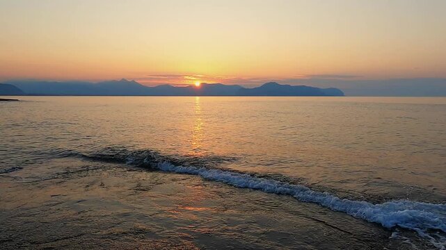 Sunset at the beach in Aspra, Sicily. Italy