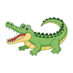 Fototapeta premium Cute cartoon crocodile illustration isolated on white background